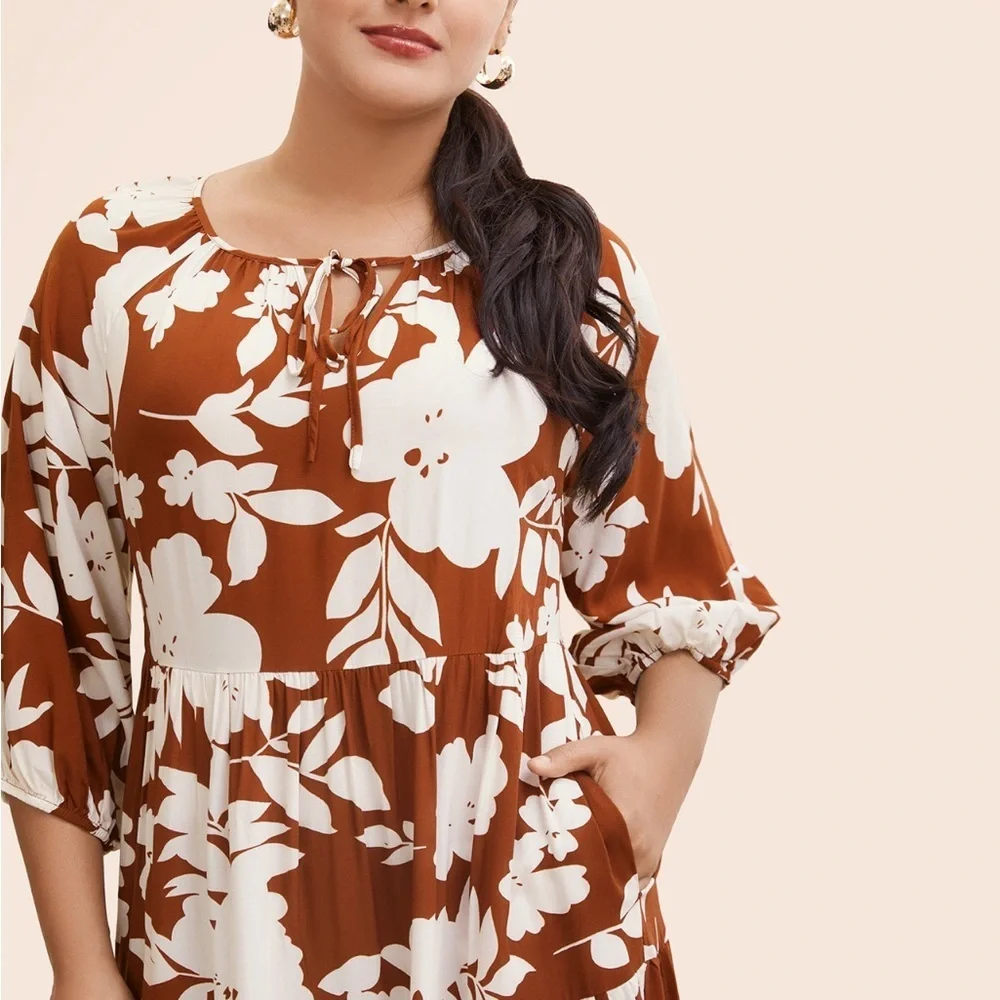 COPY - BloomChic Burnt Orange/White Dress w/pockets 18-20 NWT - Picture 3 of 13